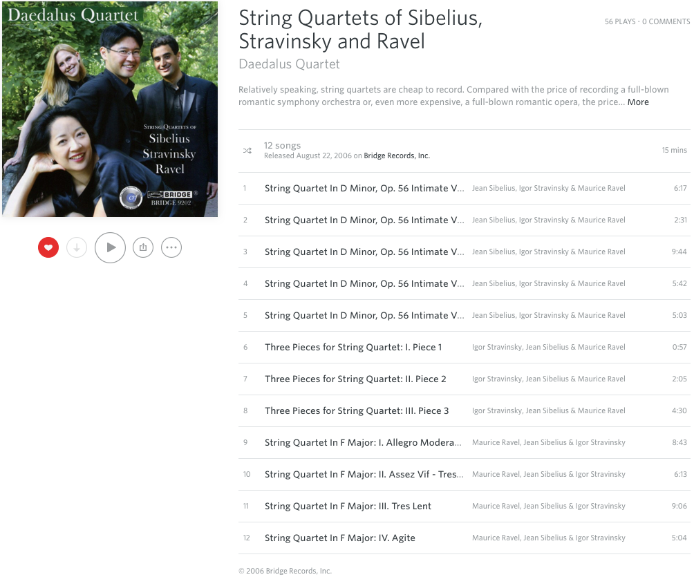 Every composer on the album is credited for every track.